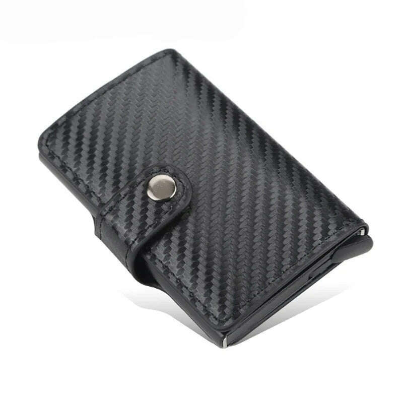 KIMLUD, Custom Card Holder Anti-theft Carbon Fiber Wallet Men Credit Card Holder Zipper Coins Pocket Wallet RFID Card Case & Money Clips, Hasp Carbon Black, KIMLUD APPAREL - Womens Clothes