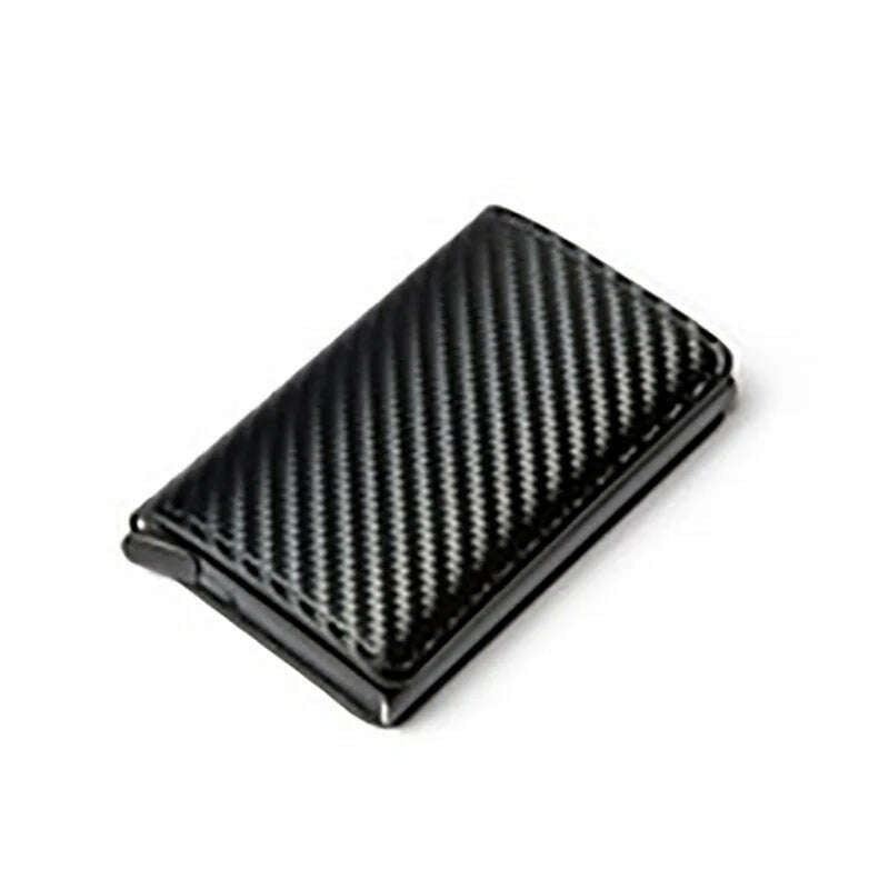 KIMLUD, Custom Card Holder Anti-theft Carbon Fiber Wallet Men Credit Card Holder Zipper Coins Pocket Wallet RFID Card Case & Money Clips, Open Black, KIMLUD APPAREL - Womens Clothes