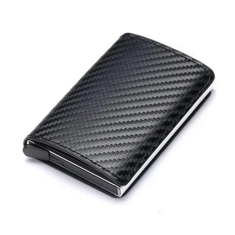 KIMLUD, Custom Card Holder Anti-theft Carbon Fiber Wallet Men Credit Card Holder Zipper Coins Pocket Wallet RFID Card Case & Money Clips, Open Tanxian-Black, KIMLUD APPAREL - Womens Clothes