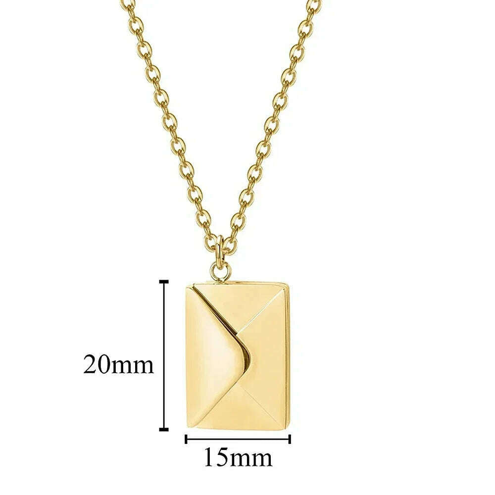 KIMLUD, Custom Engraved Love Letter Personalized Envelope Pendant Necklace Stainless Steel Jewelry Women Valentine's Day Confession Gift, KIMLUD Womens Clothes