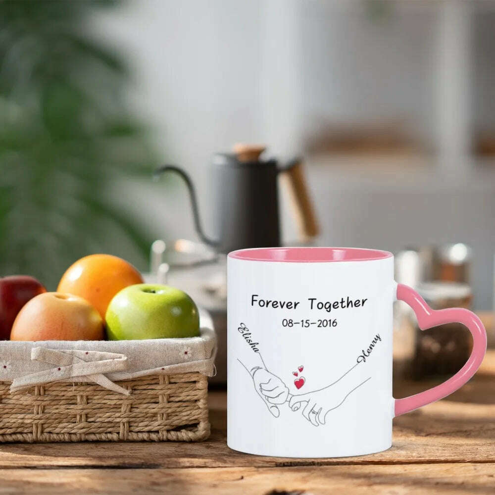 KIMLUD, Custom Photo Coffee Mug for Boyfriend Forever Together Tea Cup Anniversary Sweet Gift Ceramics Mug for Valentine's Day Present, KIMLUD Womens Clothes