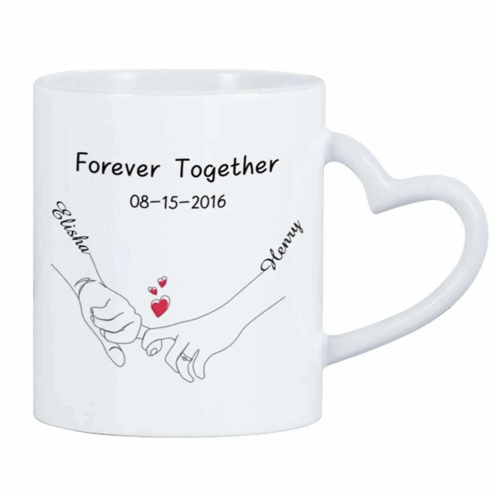 KIMLUD, Custom Photo Coffee Mug for Boyfriend Forever Together Tea Cup Anniversary Sweet Gift Ceramics Mug for Valentine's Day Present, White / 11oz, KIMLUD APPAREL - Womens Clothes