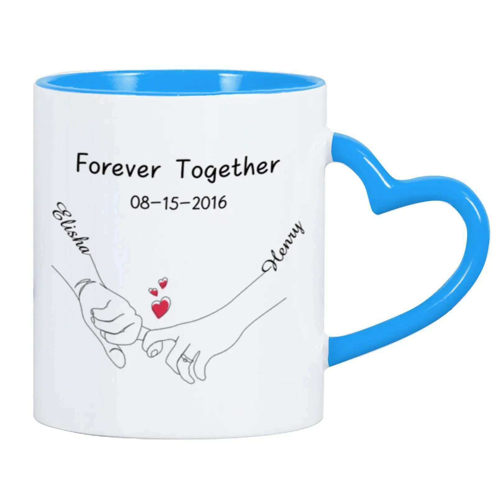 KIMLUD, Custom Photo Coffee Mug for Boyfriend Forever Together Tea Cup Anniversary Sweet Gift Ceramics Mug for Valentine's Day Present, Blue / 11oz, KIMLUD APPAREL - Womens Clothes