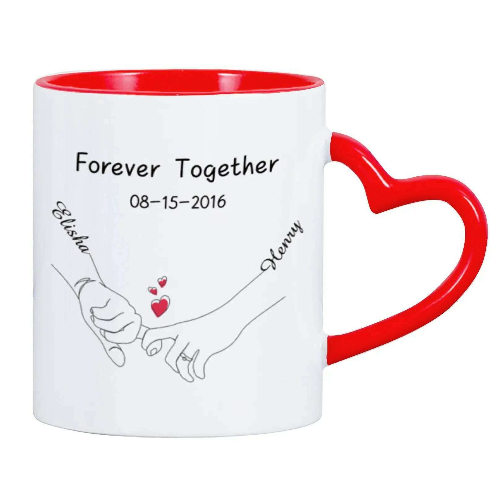 KIMLUD, Custom Photo Coffee Mug for Boyfriend Forever Together Tea Cup Anniversary Sweet Gift Ceramics Mug for Valentine's Day Present, Red / 11oz, KIMLUD APPAREL - Womens Clothes