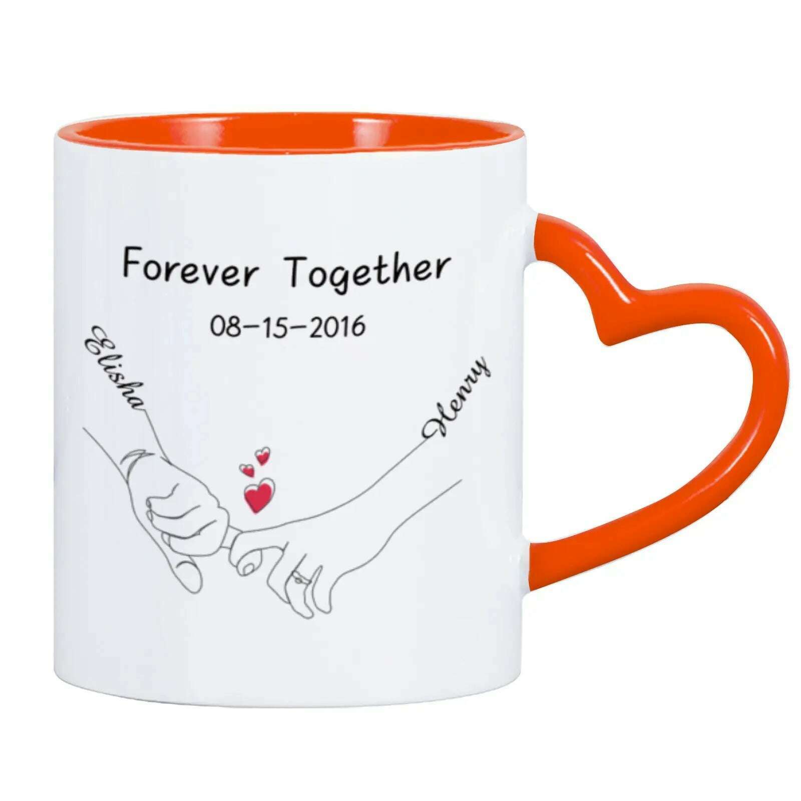 KIMLUD, Custom Photo Coffee Mug for Boyfriend Forever Together Tea Cup Anniversary Sweet Gift Ceramics Mug for Valentine's Day Present, Orange / 11oz, KIMLUD APPAREL - Womens Clothes