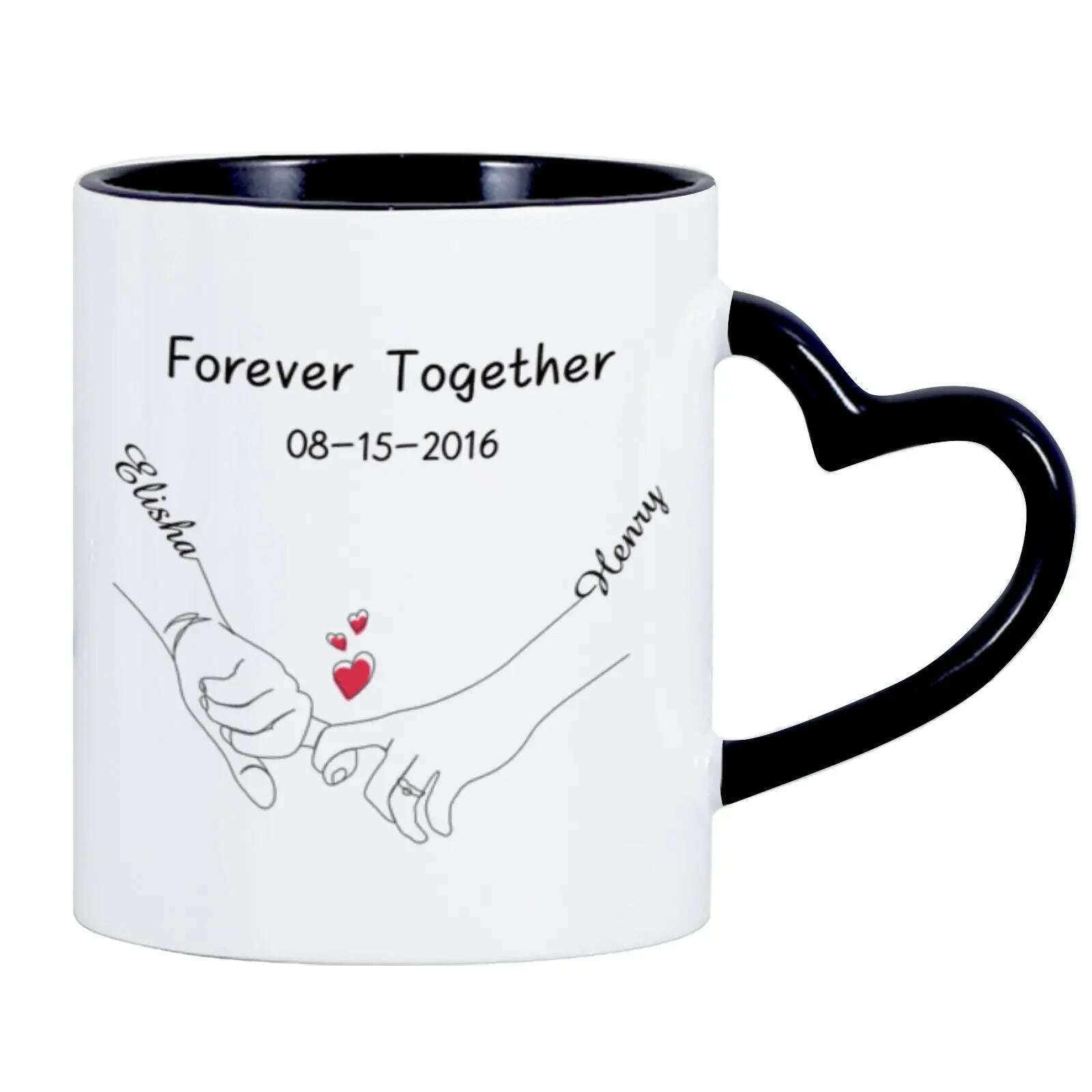 KIMLUD, Custom Photo Coffee Mug for Boyfriend Forever Together Tea Cup Anniversary Sweet Gift Ceramics Mug for Valentine's Day Present, Black / 11oz, KIMLUD APPAREL - Womens Clothes