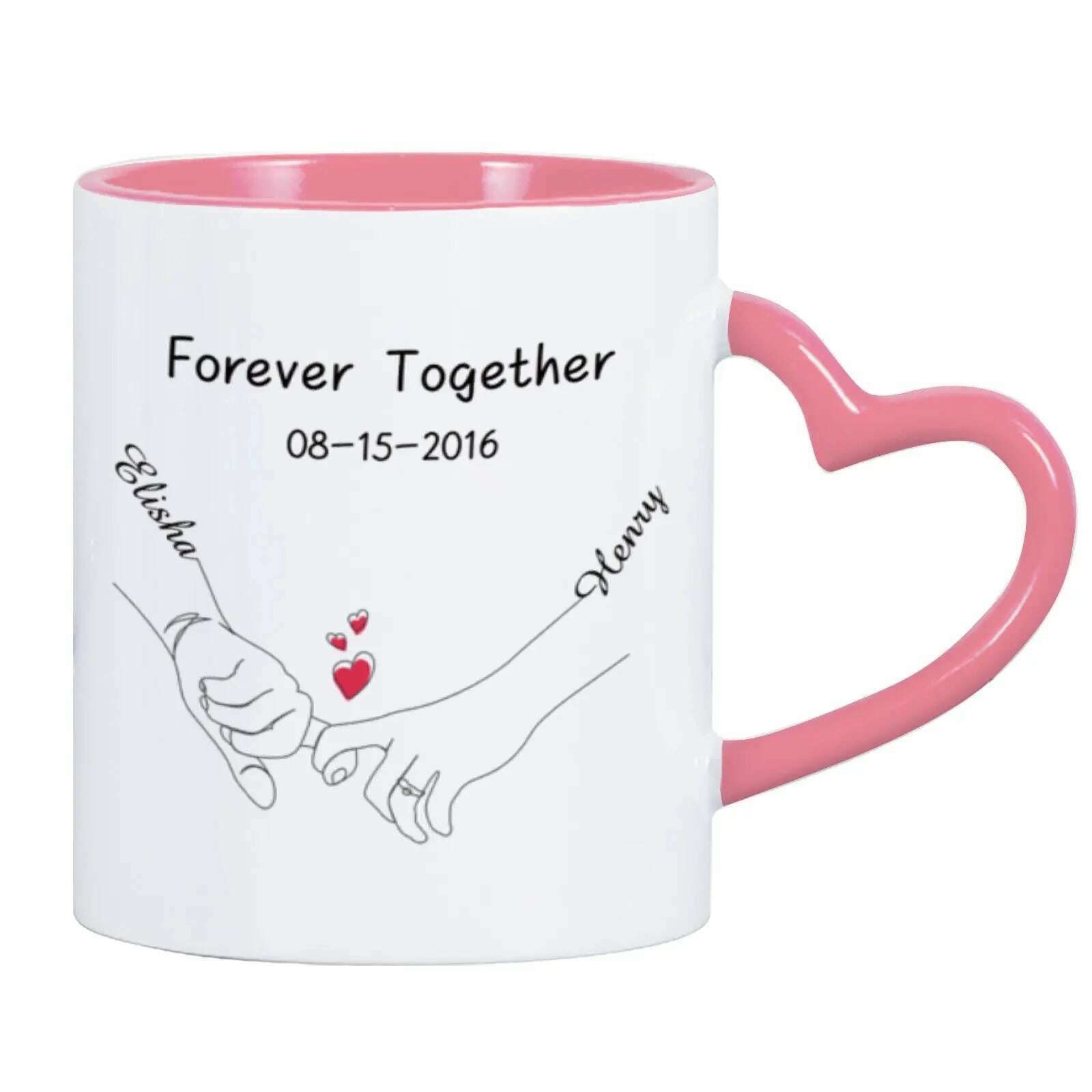 KIMLUD, Custom Photo Coffee Mug for Boyfriend Forever Together Tea Cup Anniversary Sweet Gift Ceramics Mug for Valentine's Day Present, Pink / 11oz, KIMLUD APPAREL - Womens Clothes