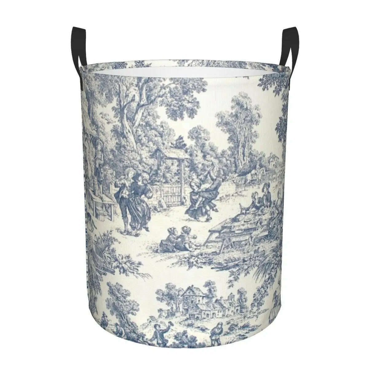 KIMLUD, Custom Toile De Jouy Number 2 Laundry Basket Foldable Large Clothing Storage Bin French Navy Blue Motif Baby Hamper, 1 / 50x40 cm, KIMLUD APPAREL - Womens Clothes