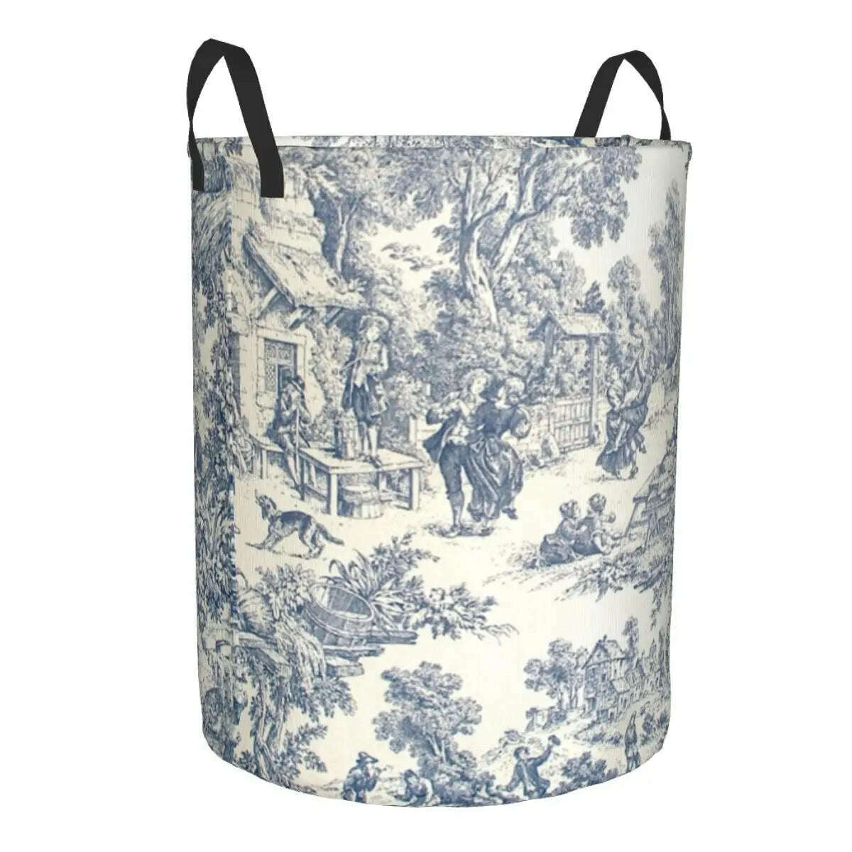 KIMLUD, Custom Toile De Jouy Number 2 Laundry Basket Foldable Large Clothing Storage Bin French Navy Blue Motif Baby Hamper, KIMLUD Womens Clothes