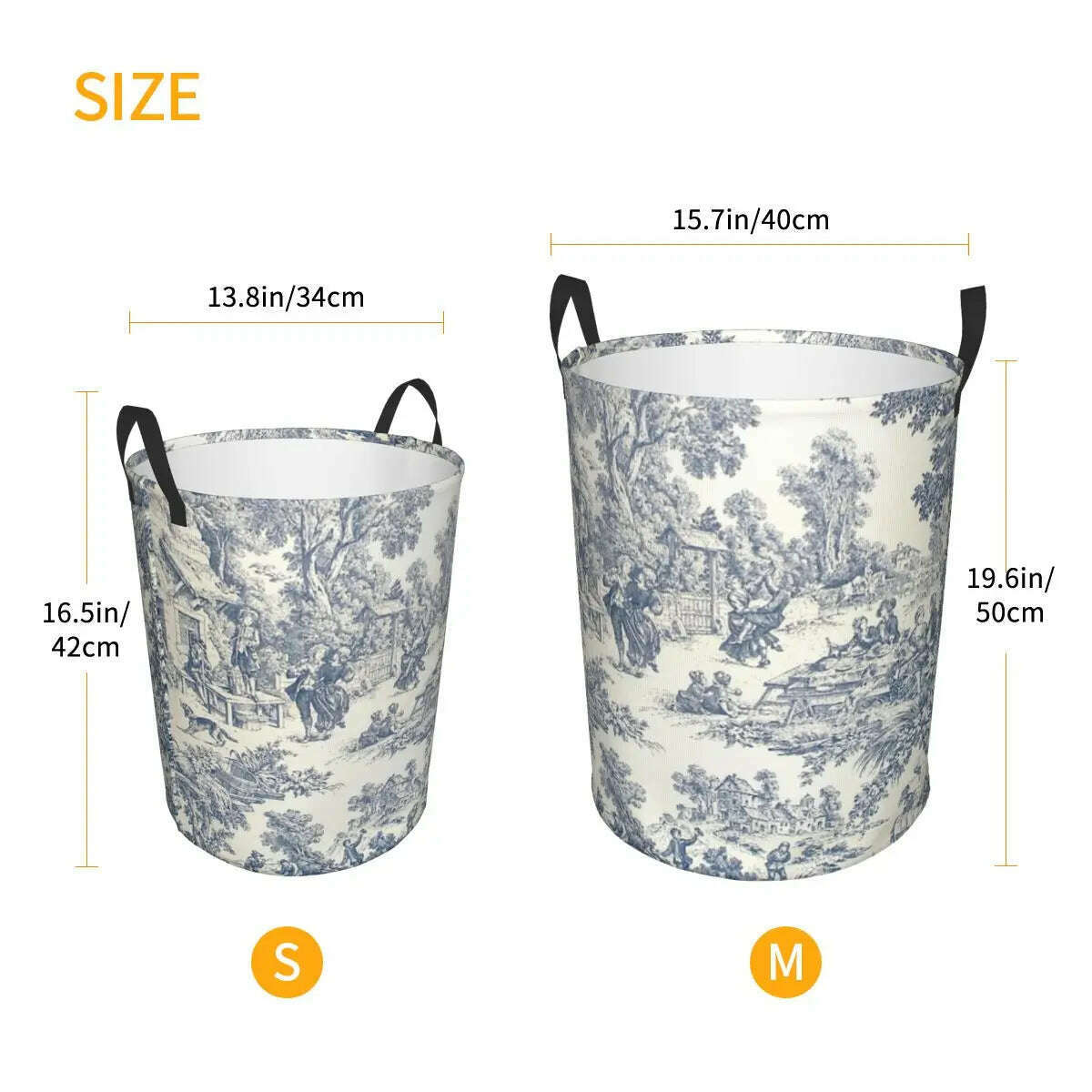 KIMLUD, Custom Toile De Jouy Number 2 Laundry Basket Foldable Large Clothing Storage Bin French Navy Blue Motif Baby Hamper, KIMLUD Womens Clothes