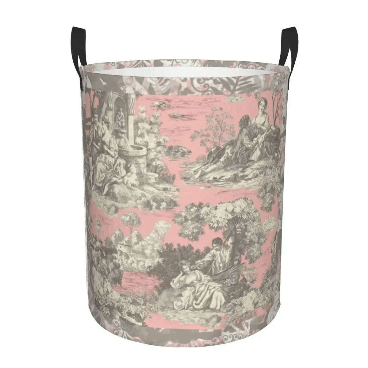 Custom Toile De Jouy Number 2 Laundry Basket Foldable Large Clothing Storage Bin French Navy Blue Motif Baby Hamper - KIMLUD