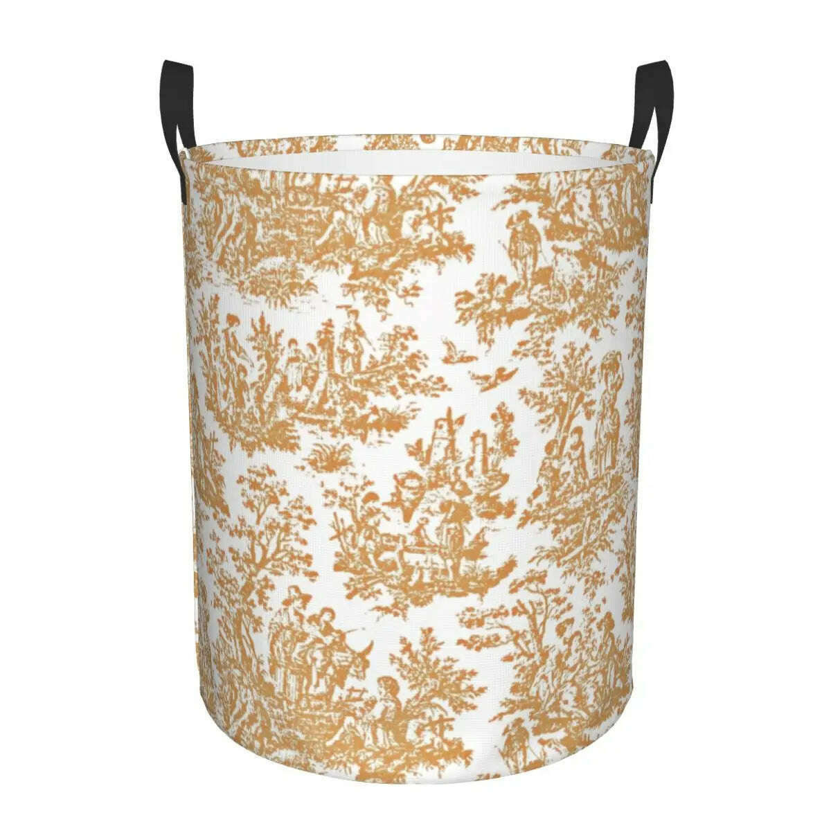 Custom Toile De Jouy Number 2 Laundry Basket Foldable Large Clothing Storage Bin French Navy Blue Motif Baby Hamper - KIMLUD