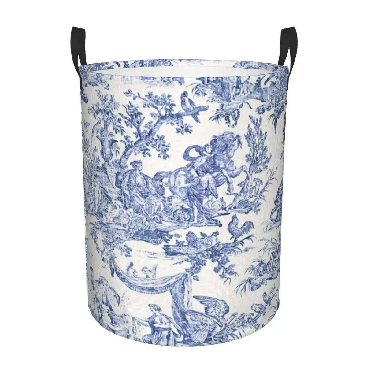 KIMLUD, Custom Toile De Jouy Number 2 Laundry Basket Foldable Large Clothing Storage Bin French Navy Blue Motif Baby Hamper, 2 / 42x34 cm, KIMLUD APPAREL - Womens Clothes