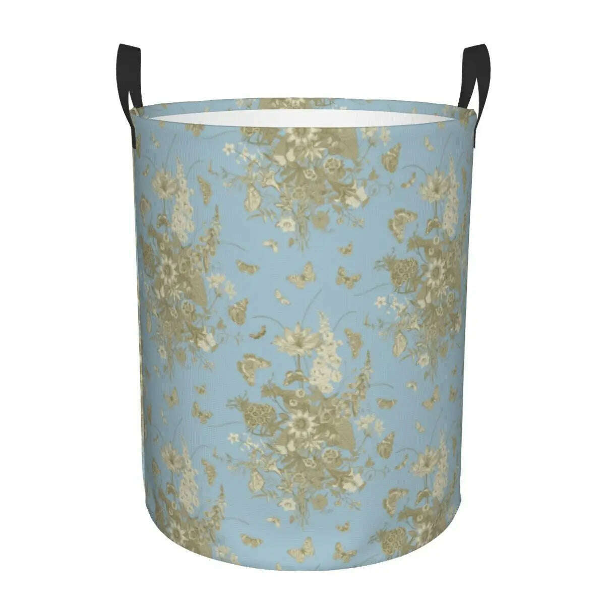 Custom Toile De Jouy Number 2 Laundry Basket Foldable Large Clothing Storage Bin French Navy Blue Motif Baby Hamper - KIMLUD