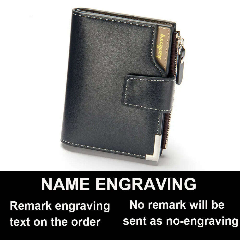 KIMLUD, Customized Men Wallets Name Engraving Card Holders Zipper Fashion Short Men Purse PU Leather High Quality Male Purse For Men, Blue Name, KIMLUD APPAREL - Womens Clothes