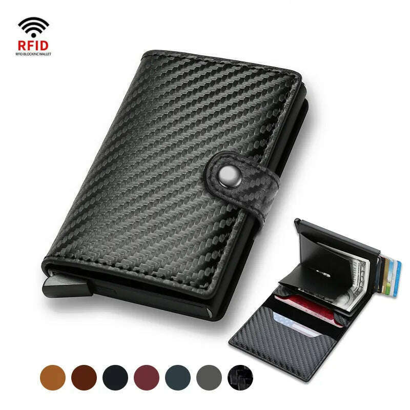 KIMLUD, Customized Rfid Card Holder Wallet Men Name Laser Engraver Carbon Fiber Leather Slim Thin Smart Wallet Minimalist Wallet Gift, KIMLUD Womens Clothes