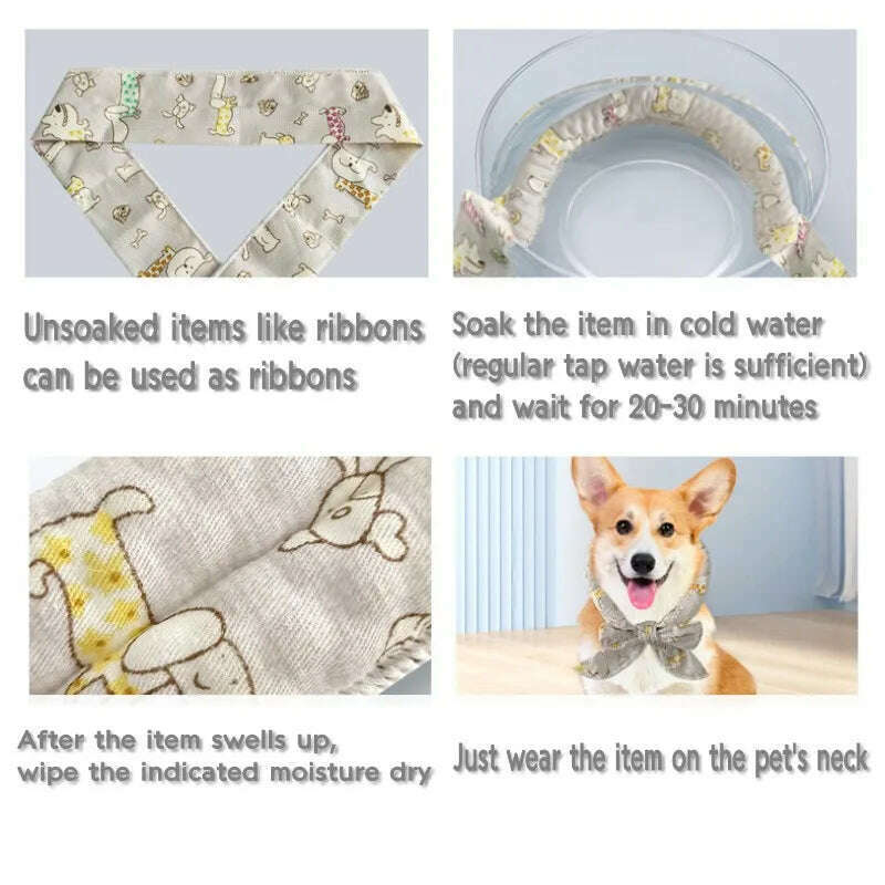 KIMLUD, Cute Print Dog Cooling Collar Summer Dog Collar Cool Pet Dog Cooling Bandana Adjustable Ice Scarf Heatstroke Pet Dog Accessories, KIMLUD Womens Clothes