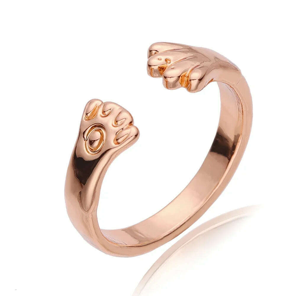 KIMLUD, Cute Ring Cat Ear Finger Ring Animal Finger Open Design Adjustable Fashion Simple Ring for Women Girl Child Gift Jewelry, Rose gold-A, KIMLUD APPAREL - Womens Clothes