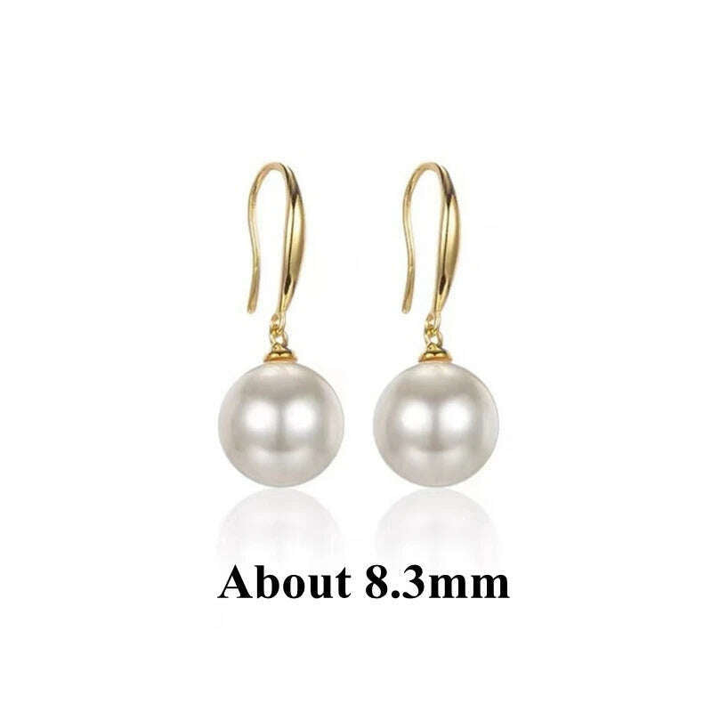 KIMLUD, DALLET Women's Round White Pearl Earrings Aaa+ Quality Selected Natural Freshwater Pearls 8ｍｍ-10mm Real 18k Gold Jewelry Au750, 2 About 8.3mm, KIMLUD APPAREL - Womens Clothes