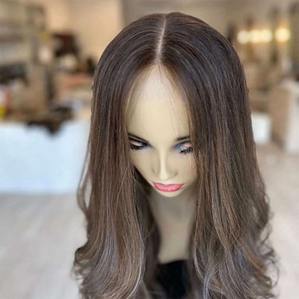 KIMLUD, Dark Chocolate Brown Balayage Wavy Wig Dark Brunette Full Lace Human Hair Wig 150% Density Lace Front Wig 26” 13x6 Glueless, KIMLUD Womens Clothes