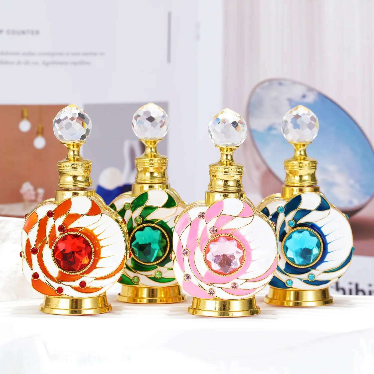 Diamond-encrusting exquisite 12ml Arab Dubai network red high-end perfume bottle dispenser bottle refined oil bottle empty bottl - KIMLUD