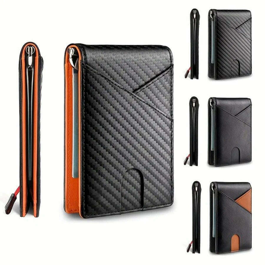 KIMLUD, DIENQI Carbon Fiber Rfid Slim Card Luxury Wallet Money Bag Men's Wallet Bifold Billfold, KIMLUD Womens Clothes