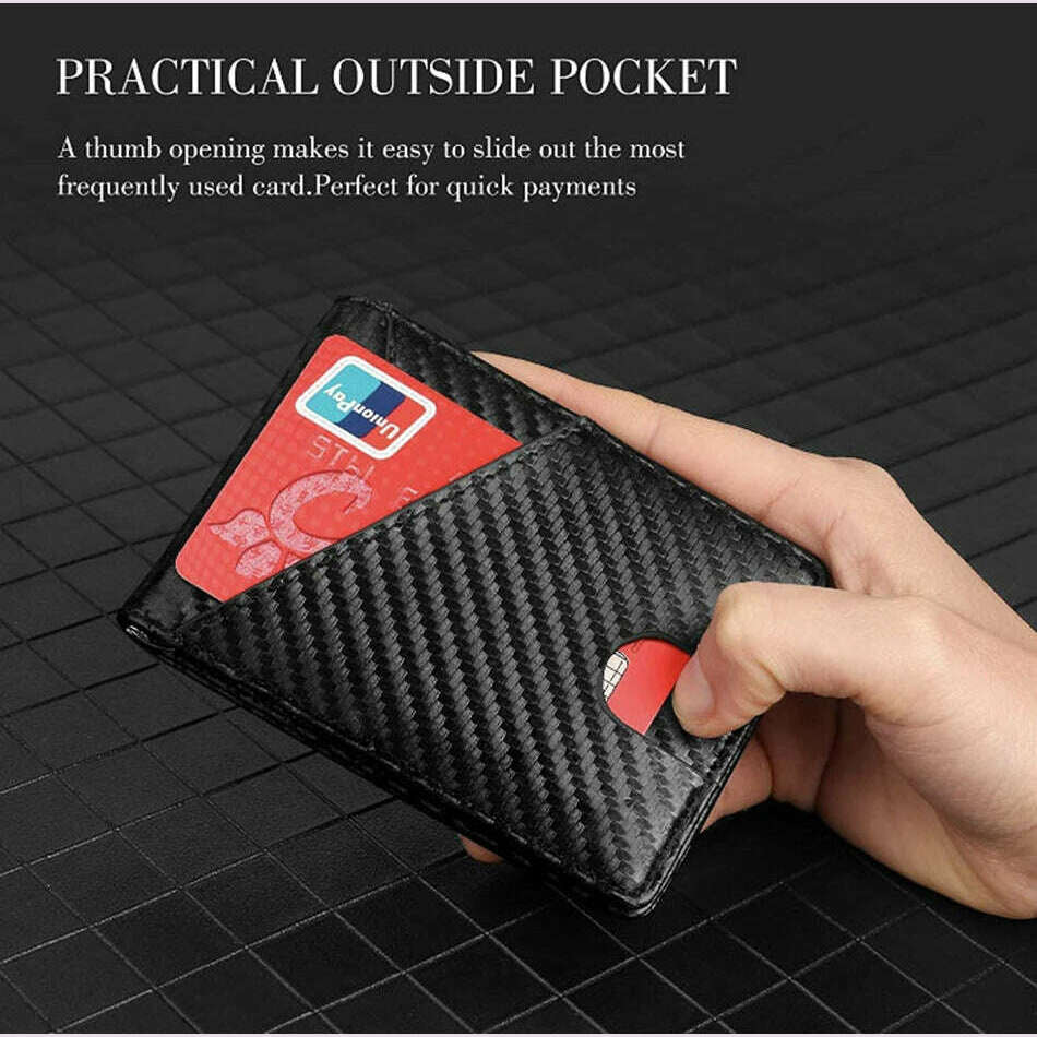 KIMLUD, DIENQI Carbon Fiber Rfid Slim Card Luxury Wallet Money Bag Men's Wallet Bifold Billfold, KIMLUD Womens Clothes