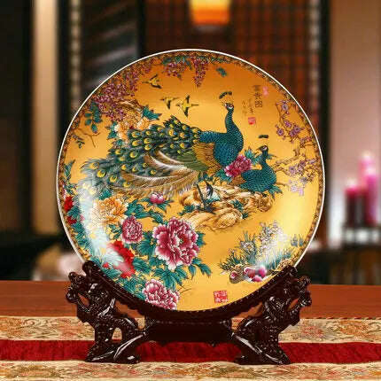 KIMLUD, Dinner Plates China Ceramic Dishes Kitchen Ware Luxury Wedding Gifts Presents European Horse/Peacock Decorative Crafts 10 Inches, B3 Only Plate / 10 Inches, KIMLUD APPAREL - Womens Clothes