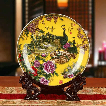 KIMLUD, Dinner Plates China Ceramic Dishes Kitchen Ware Luxury Wedding Gifts Presents European Horse/Peacock Decorative Crafts 10 Inches, B2 Only Plate / 10 Inches, KIMLUD APPAREL - Womens Clothes