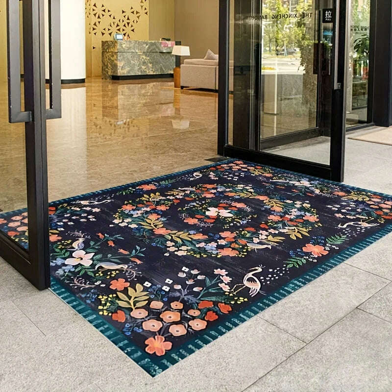 Distressed Dark Print Pattern Carpet Bohemian Tribal Carpets Persian Floor Mat Entrance Living Room Bedroom Dustproof Rug - KIMLUD