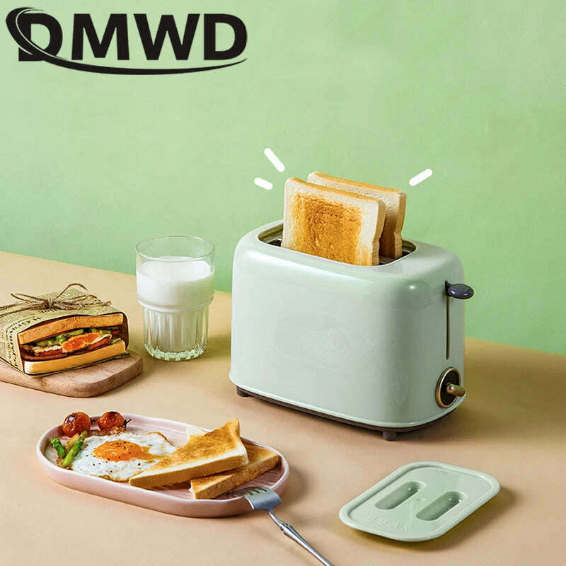 DMWD Household Toaster With 2 Slices Slot Automatic Warm Multifunctional Breakfast Bread Baking Machine 680W Toast Maker EU US - KIMLUD