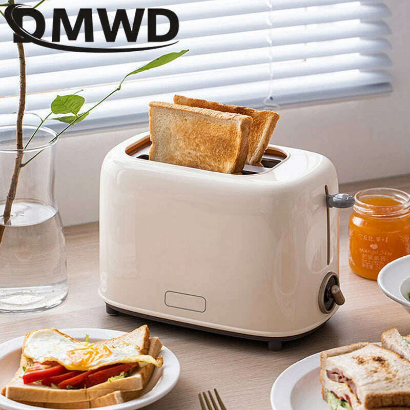 DMWD Household Toaster With 2 Slices Slot Automatic Warm Multifunctional Breakfast Bread Baking Machine 680W Toast Maker EU US - KIMLUD