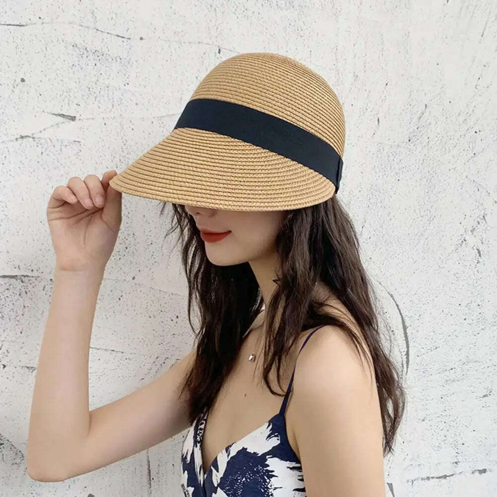 KIMLUD, Dome  Stylish Multi-use UV Protection Visor Hat Wide Brim Sun Hat Abrasion-resistant   for Vacation, KIMLUD Womens Clothes