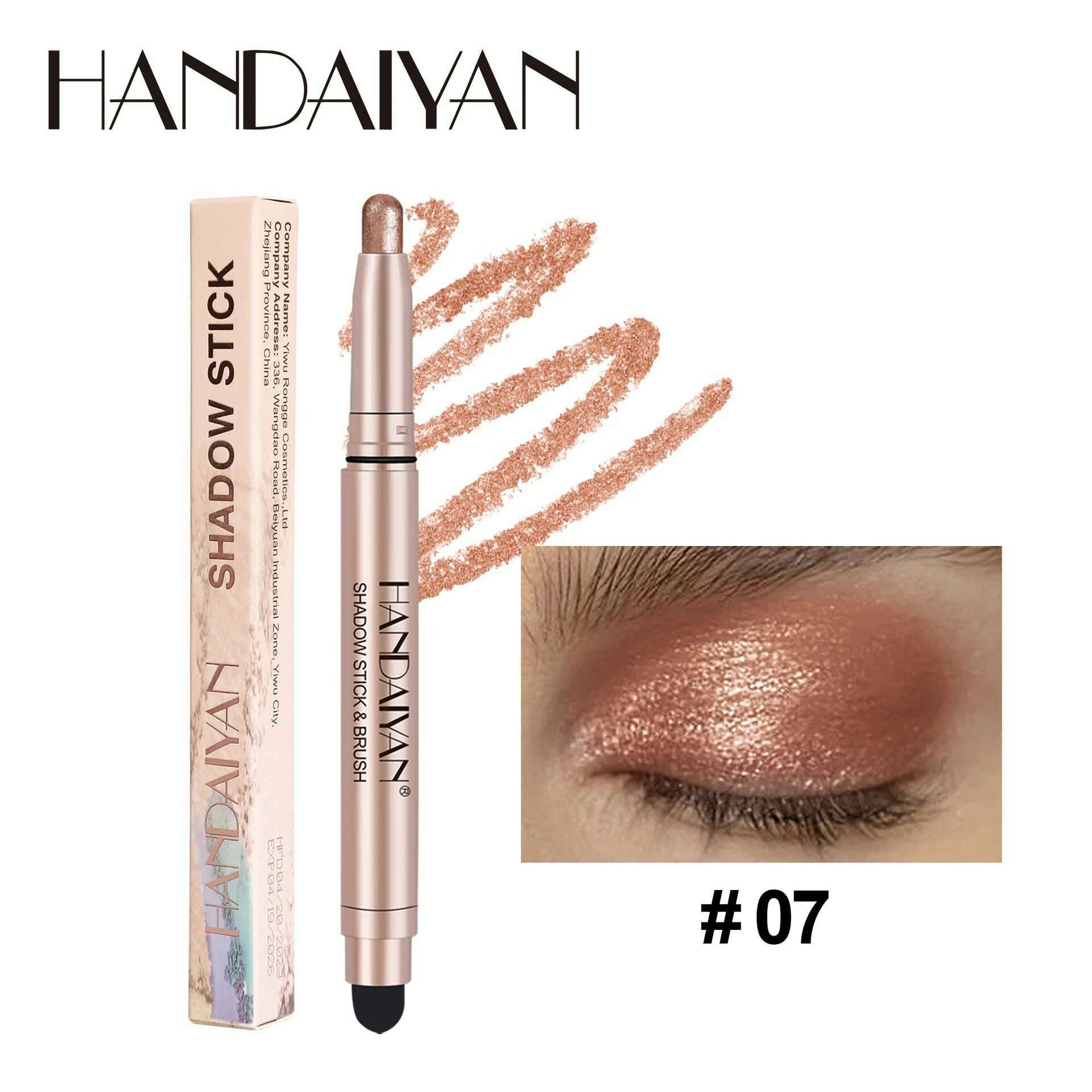 Double-head Eyeshadow Stick Diamond Shimmer Highlighter Pencil Pearl Pigment Long Lasting Cream Eye Shadow Matte Brush Pen - KIMLUD