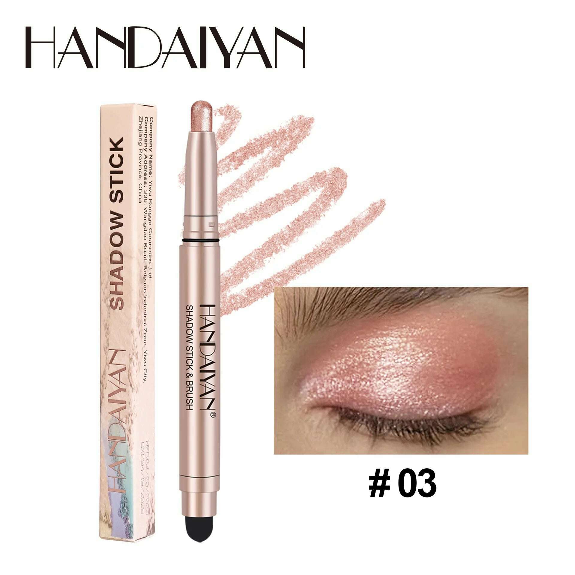 Double-head Eyeshadow Stick Diamond Shimmer Highlighter Pencil Pearl Pigment Long Lasting Cream Eye Shadow Matte Brush Pen - KIMLUD