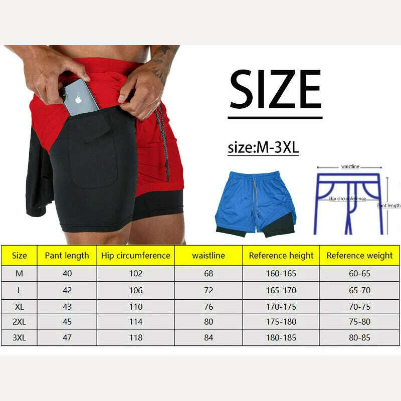 KIMLUD, Double Layer Quick Dry Fitness Training Shorts for Men 2-in-1 Sports Jogging Gym Workout Summer Casual Shorts, KIMLUD Womens Clothes