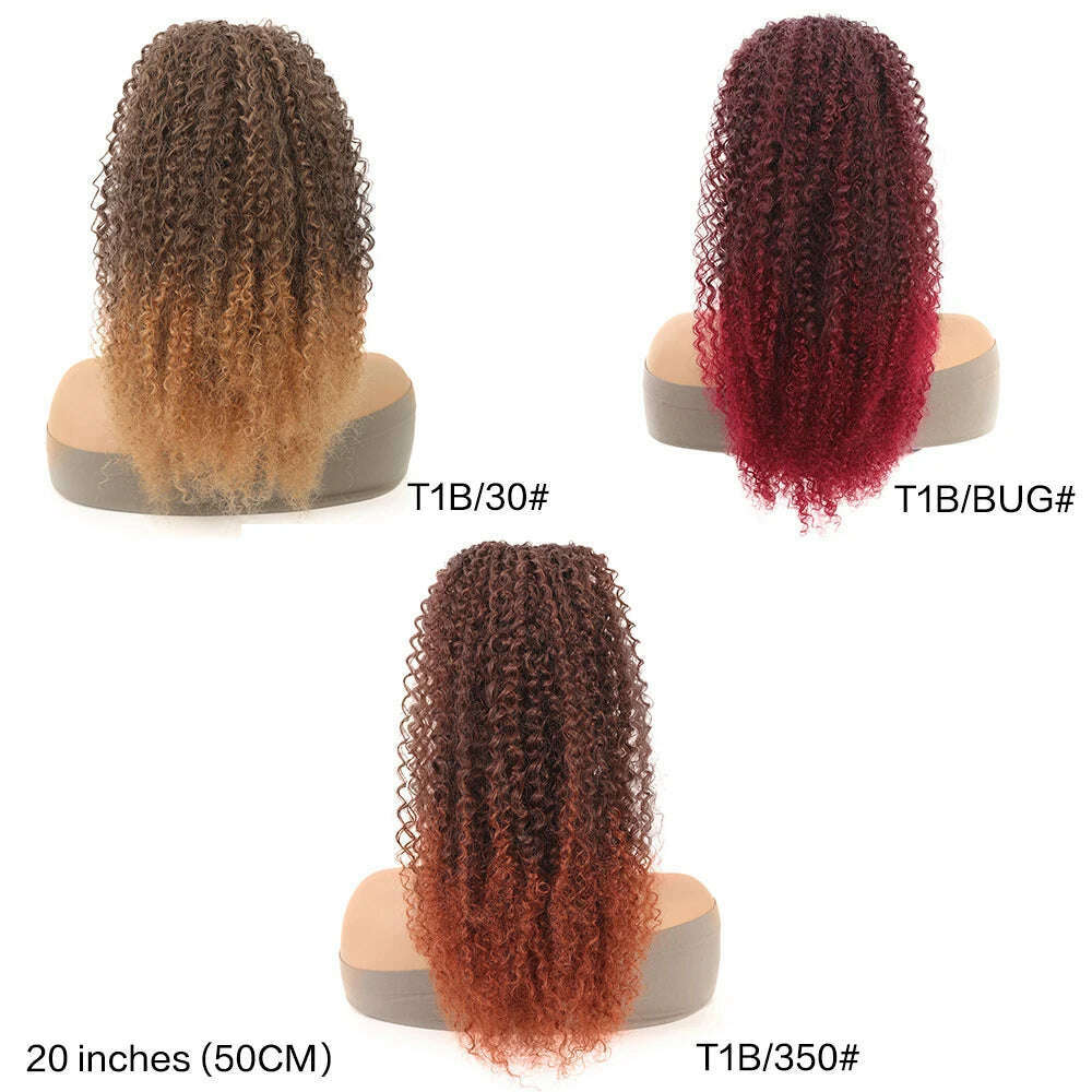 KIMLUD, Drawstring Curly Ponytail Extension for African Women Afro Kinky Curly Hair Pieces Synthetic Heat Resistant, KIMLUD Womens Clothes