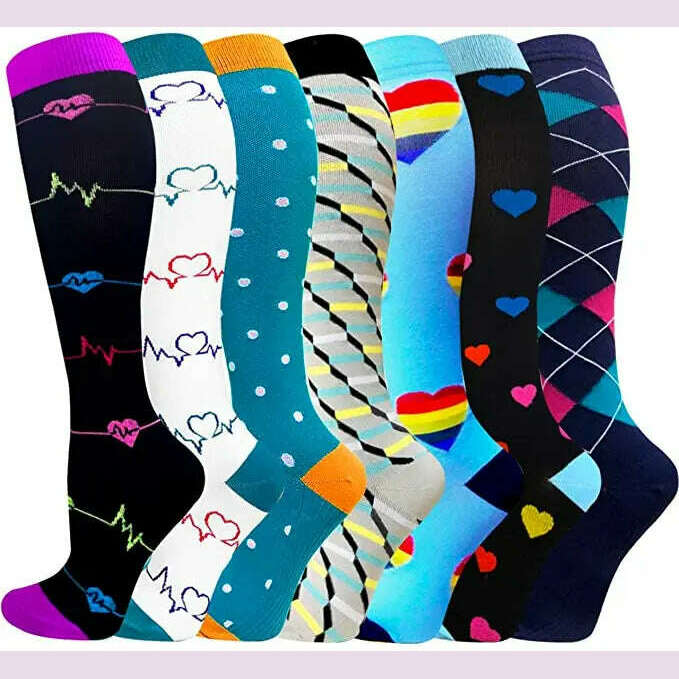 KIMLUD, Dropship Compression Stockings Batch Socks Varicose Veins Nurse Socks Football Running Men Women Outdoor Sports Socks Unisex, 7 Pairs OMIX007-2 / S-M, KIMLUD APPAREL - Womens Clothes