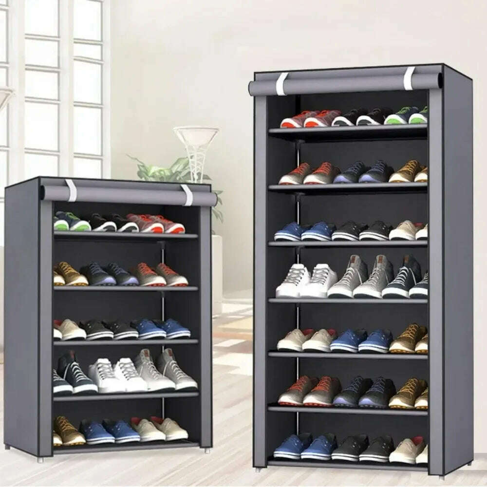 Dustproof Shoe Rack Multilayer Nonwovens Shoes Organizer Household Storage Shelf Living Room Hallway Space-saving Shoe Cabinet - KIMLUD