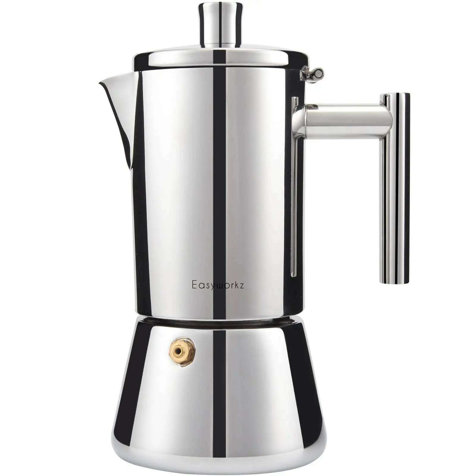 Easyworkz Diego Stovetop Espresso Maker Stainless Steel Italian Coffee Machine Maker 4Cup 6.8 oz Induction Moka Pot - KIMLUD