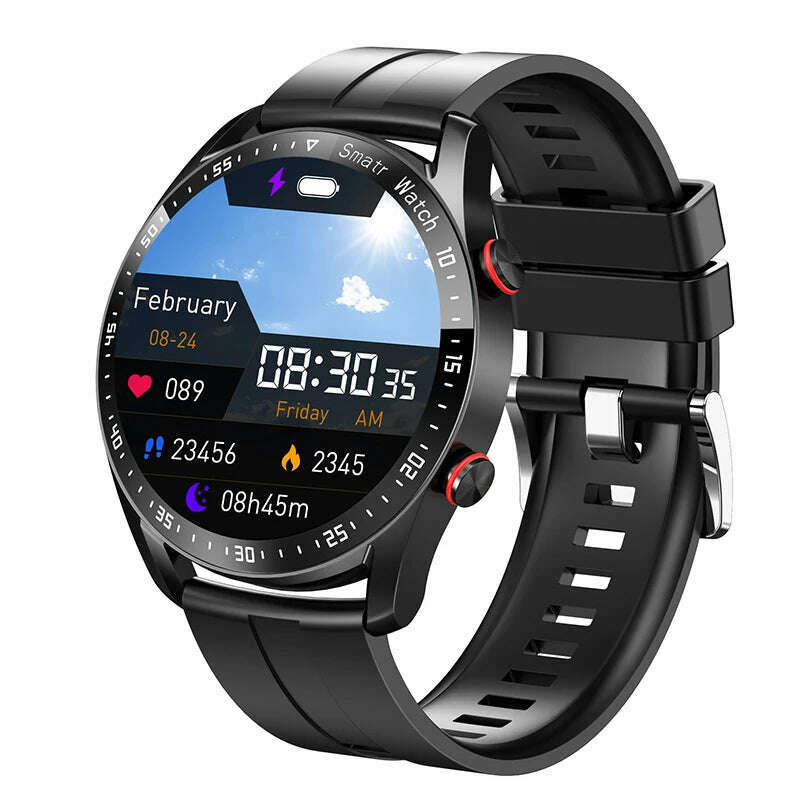 KIMLUD, ECG+PPG Bluetooth Call Smart Watch Men Laser Health Blood Pressure Fitnes Sports Watches Man Sports Waterproof Smartwatch+Box, black, KIMLUD APPAREL - Womens Clothes