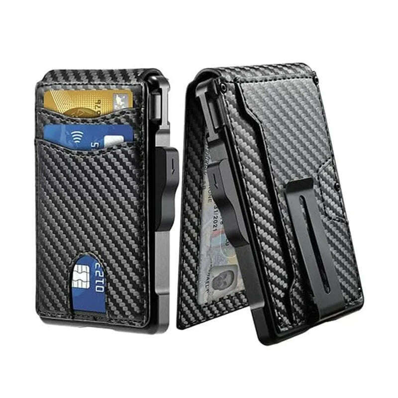 EDC Credit Card Holder Men Wallets Carbon Fiber Bank Cardholder Case Slim Wallet for Men Metal RFID Blocking Mens Wallet Choice - KIMLUD