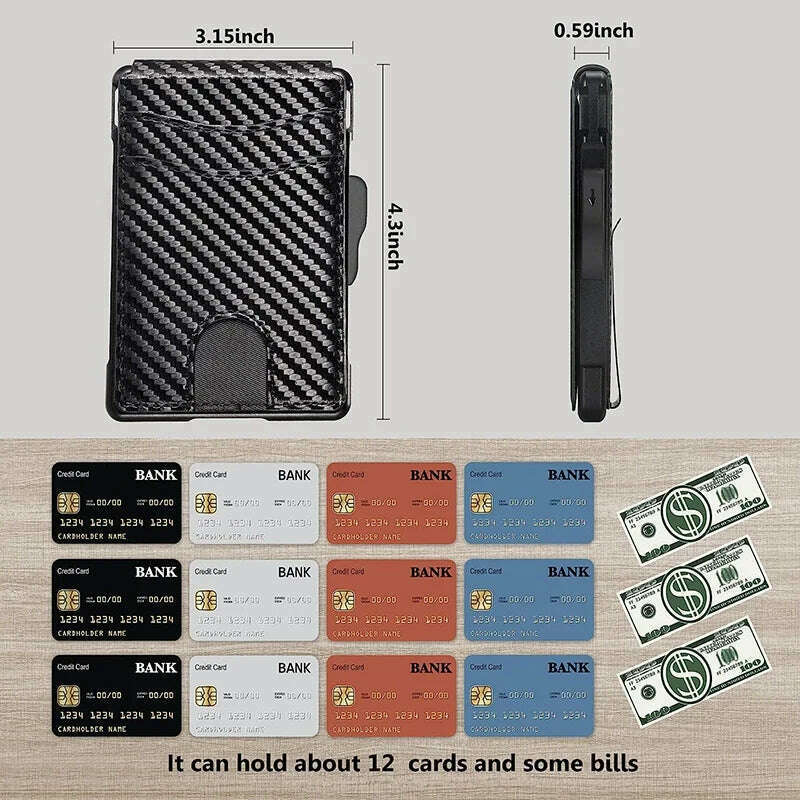 KIMLUD, EDC Credit Card Holder Men Wallets Carbon Fiber Bank Cardholder Case Slim Wallet for Men Metal RFID Blocking Mens Wallet Choice, KIMLUD Womens Clothes