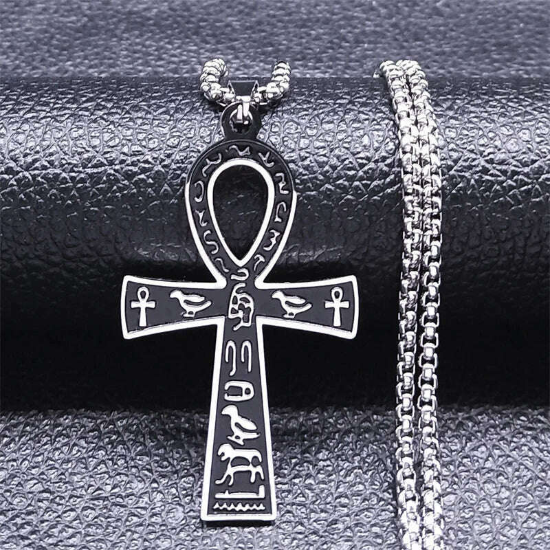 Egyptian Ankh Cross Key Of Life Necklaces for Women/Men Stainless Steel Mythology Chain Necklace Jewelry bijoux homme N3456S02 - KIMLUD