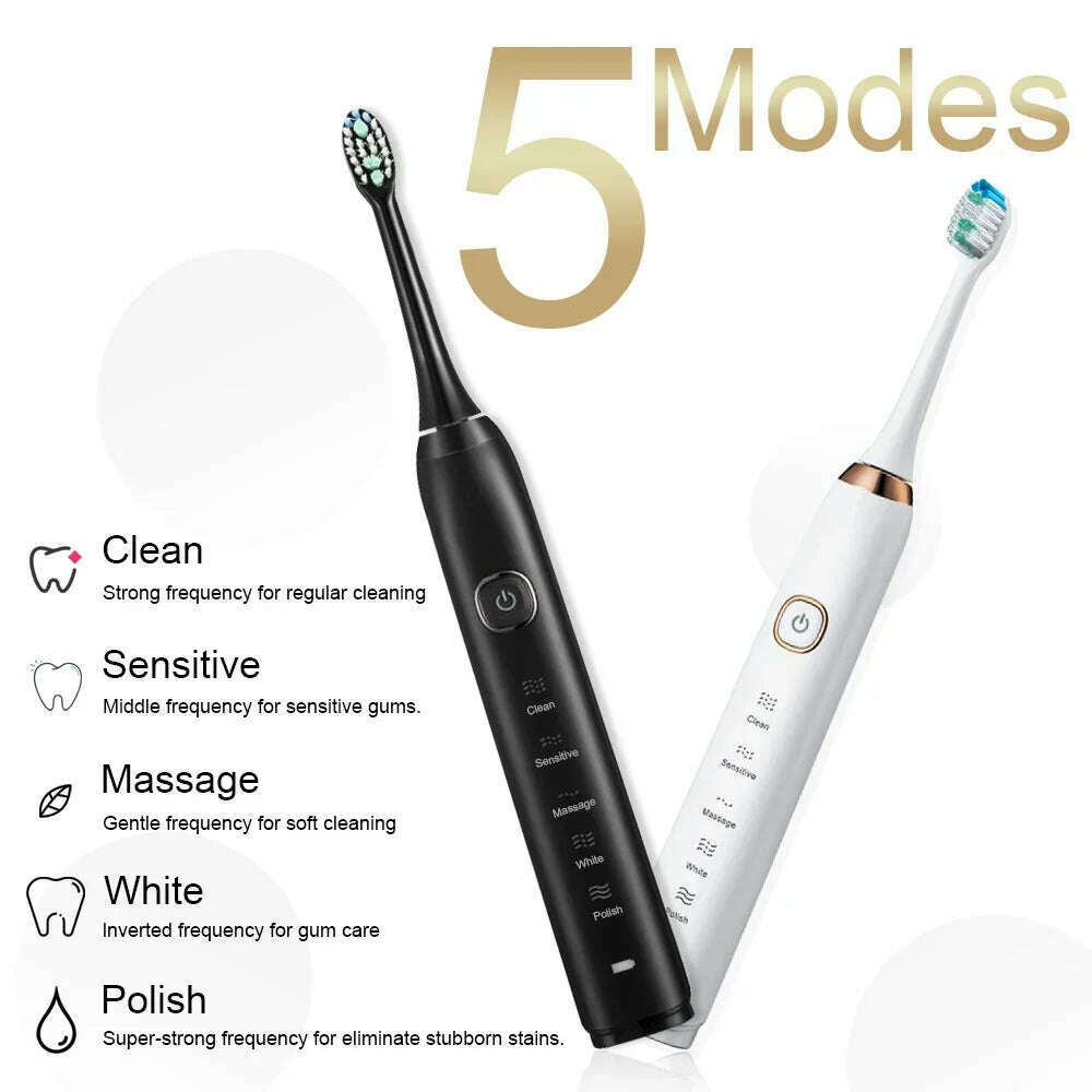 KIMLUD, Electric Sonic Toothbrush Adult Rechargeable Smart Ultrasonic Dental Teeth Whitening 8 Brush Heads Tooth Brush, KIMLUD Womens Clothes