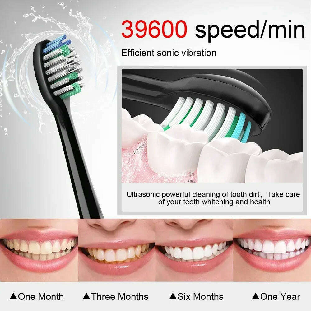 KIMLUD, Electric Sonic Toothbrush Adult Rechargeable Smart Ultrasonic Dental Teeth Whitening 8 Brush Heads Tooth Brush, KIMLUD Womens Clothes