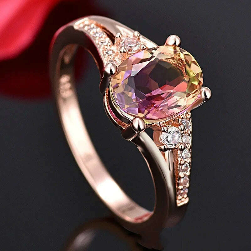 KIMLUD, Elegant Crystal Rhinestones Rings For Women Accessories Bridal Wedding Engagement Jewlery Gift, KIMLUD Womens Clothes