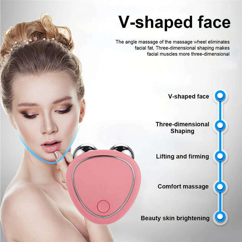 KIMLUD, EMS Face Massager Mini Portable Microcurrent Face Lifting Machine Roller Rejuvenation Beauty Facial Skin Tightening Anti Wrinkle, KIMLUD Womens Clothes