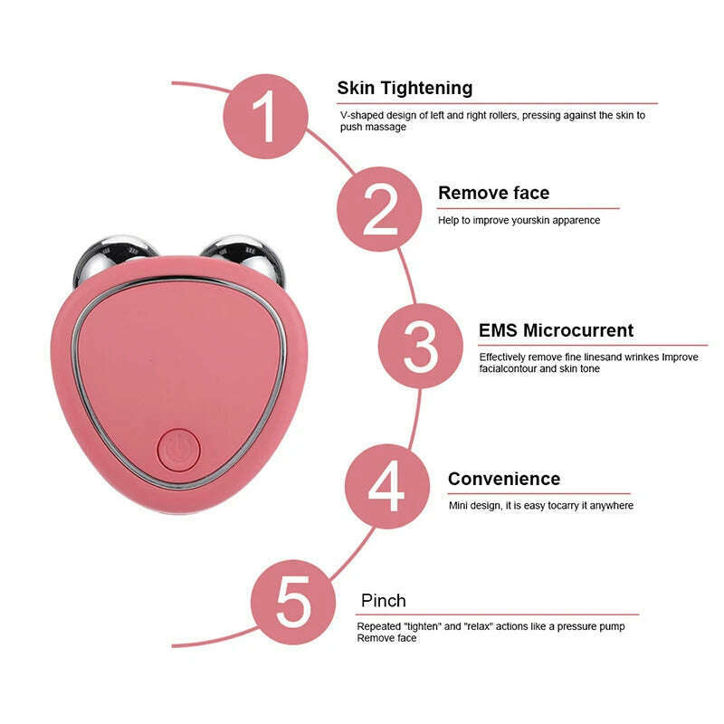 KIMLUD, EMS Face Massager Mini Portable Microcurrent Face Lifting Machine Roller Rejuvenation Beauty Facial Skin Tightening Anti Wrinkle, KIMLUD Womens Clothes