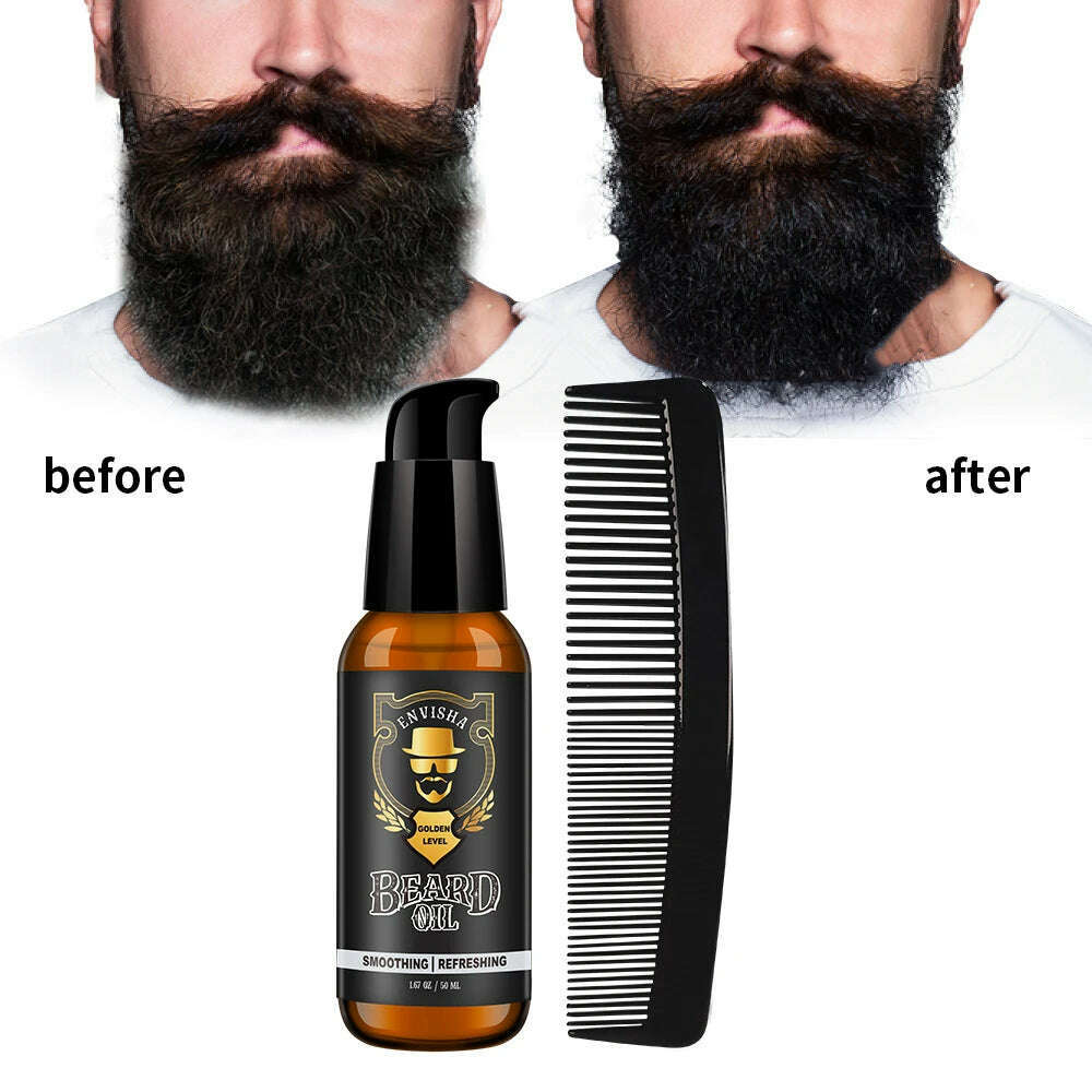 ENVISHA Growth Natural Beard Oil Thicker More For Men Treatment Beard Care Hair Loss Conditioner Fast Enhancer Maintenance - KIMLUD